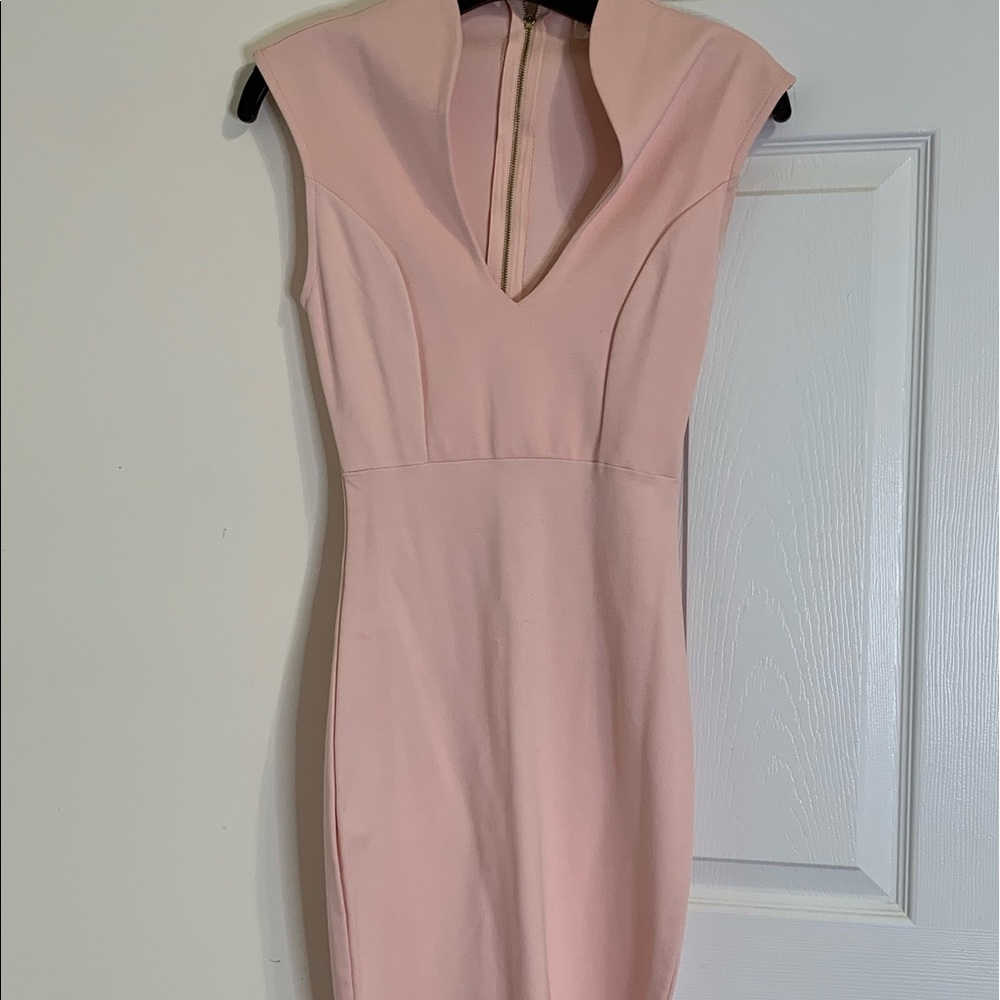 Pink v neck dress
